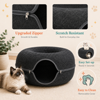 Cat bed with features highlighted on a light background