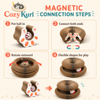 Instructions for using a magnetic Cozy Kurl toy with illustrations and text.